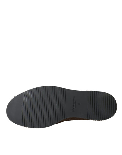 Mocasines casuales de cuero tejido marrón