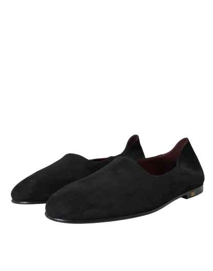 Mocasines de gamuza negra, zapatos formales sin cordones