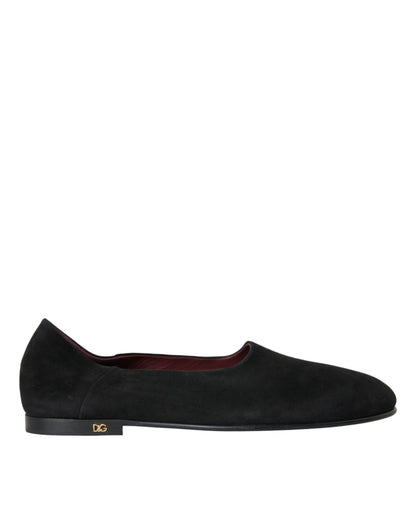 Mocasines de gamuza negra, zapatos formales sin cordones