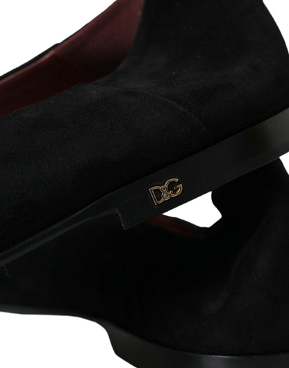Mocasines de gamuza negra, zapatos formales sin cordones