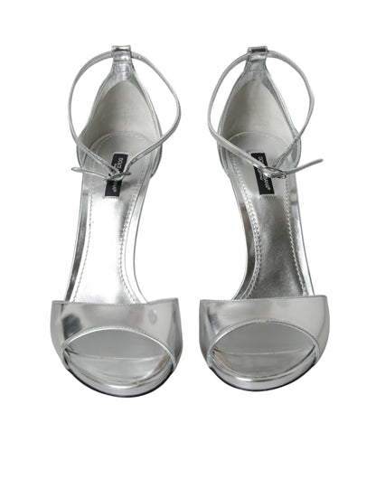 Sandalias de tacón de cuero KEIRA plateadas