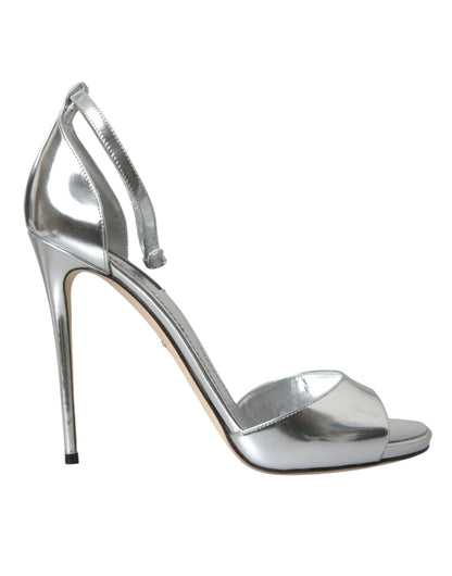 Sandalias de tacón de cuero KEIRA plateadas