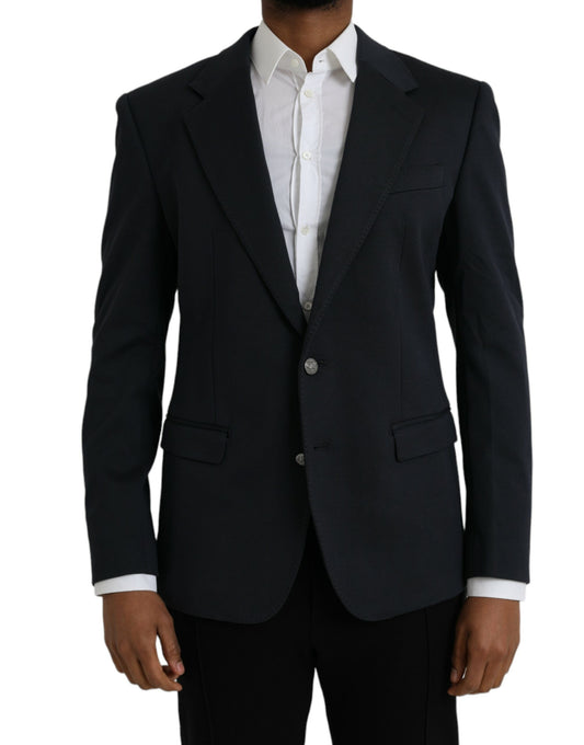 Blazer de algodón azul oscuro con botonadura sencilla