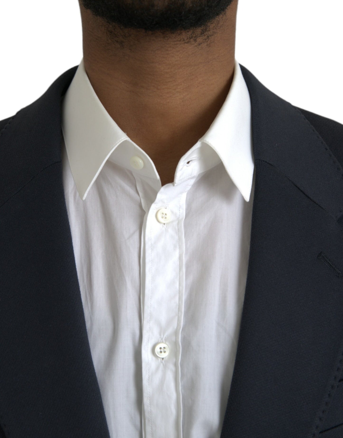 Blazer de algodón azul oscuro con botonadura sencilla