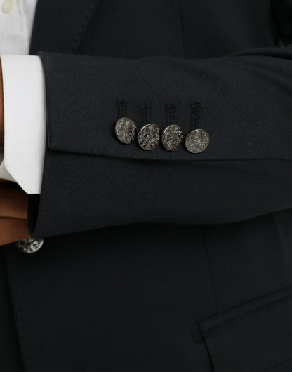Blazer de algodón azul oscuro con botonadura sencilla