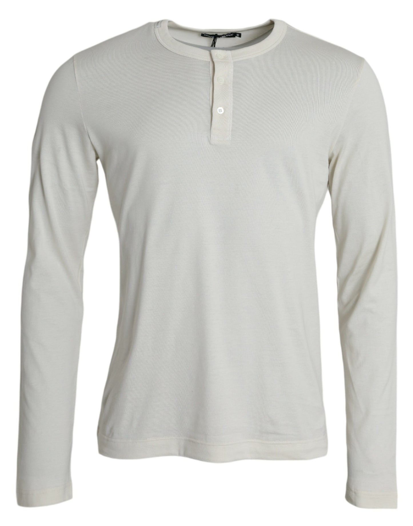 Suéter de cuello redondo de algodón blanco roto