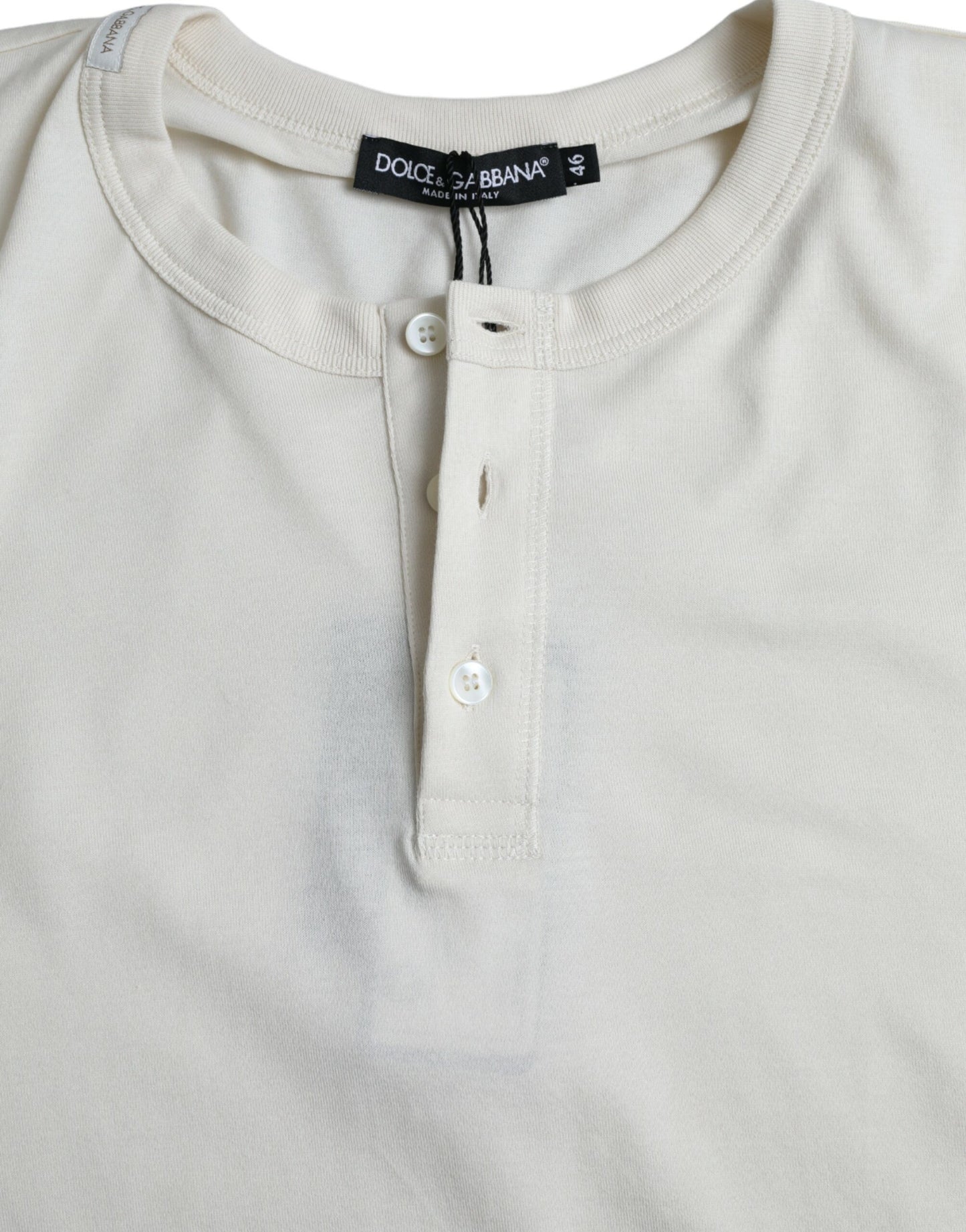 Suéter de cuello redondo de algodón blanco roto