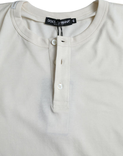 Suéter de cuello redondo de algodón blanco roto