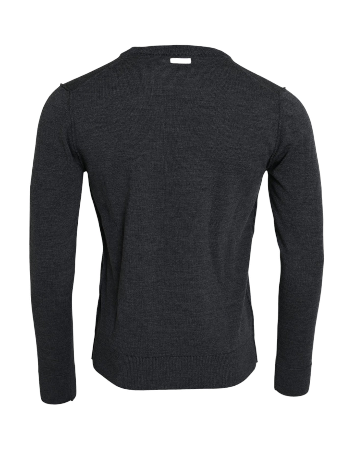 Suéter de cuello redondo de lana gris oscuro