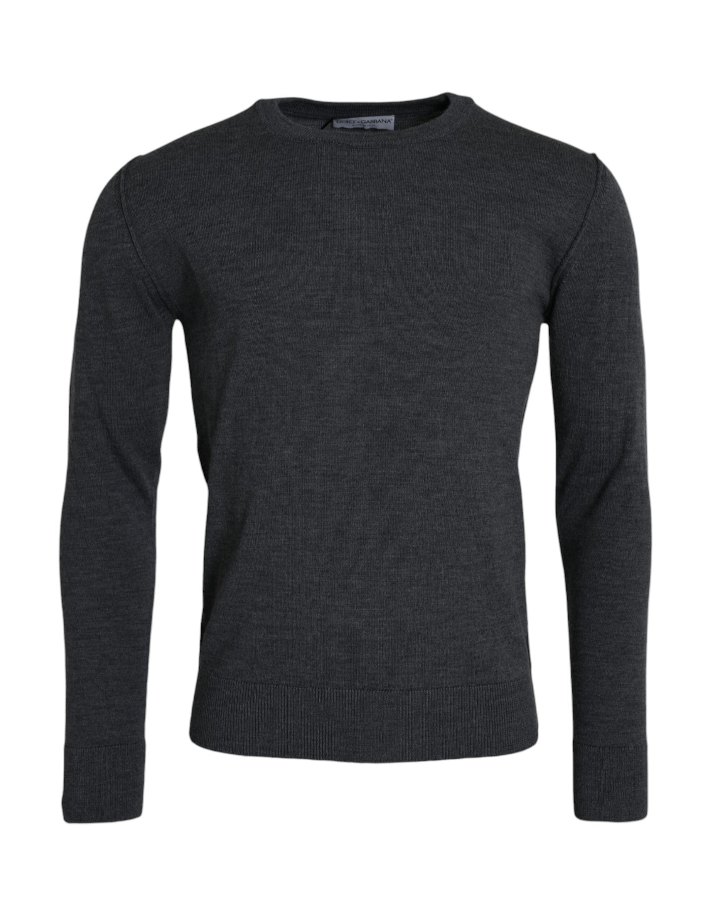 Suéter de cuello redondo de lana gris oscuro