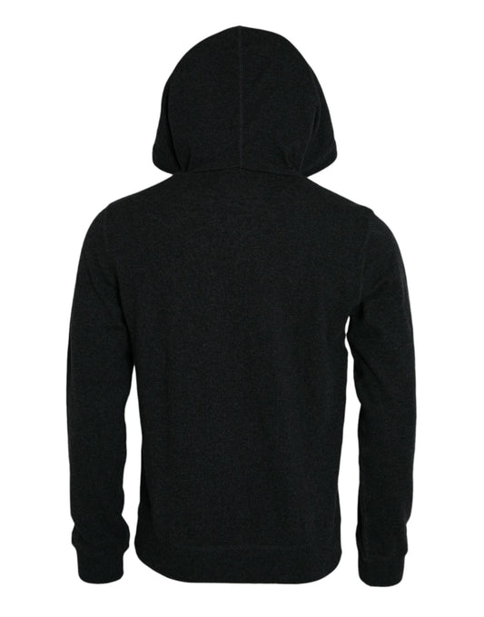 Suéter con capucha de cachemira gris oscuro