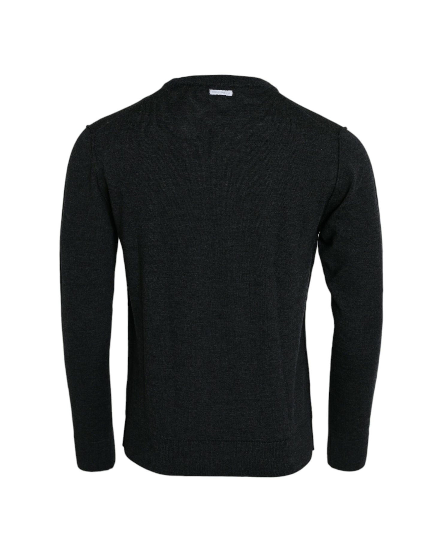 Suéter de cuello redondo de lana gris oscuro