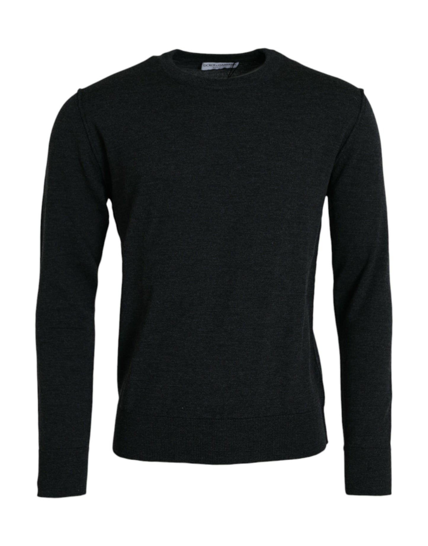 Suéter de cuello redondo de lana gris oscuro