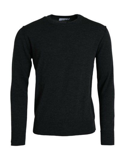 Suéter de cuello redondo de lana gris oscuro