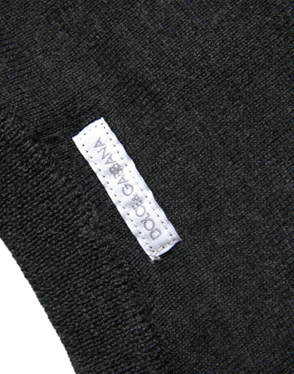 Suéter de cuello redondo de lana gris oscuro