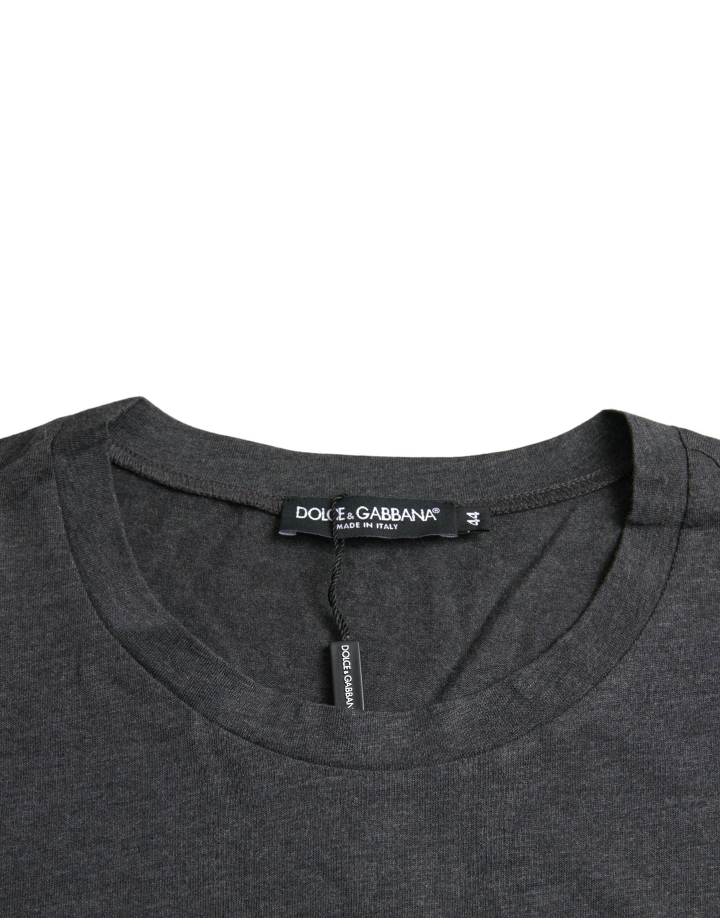 Camiseta de manga corta con cuello redondo y estampado de logotipo gris