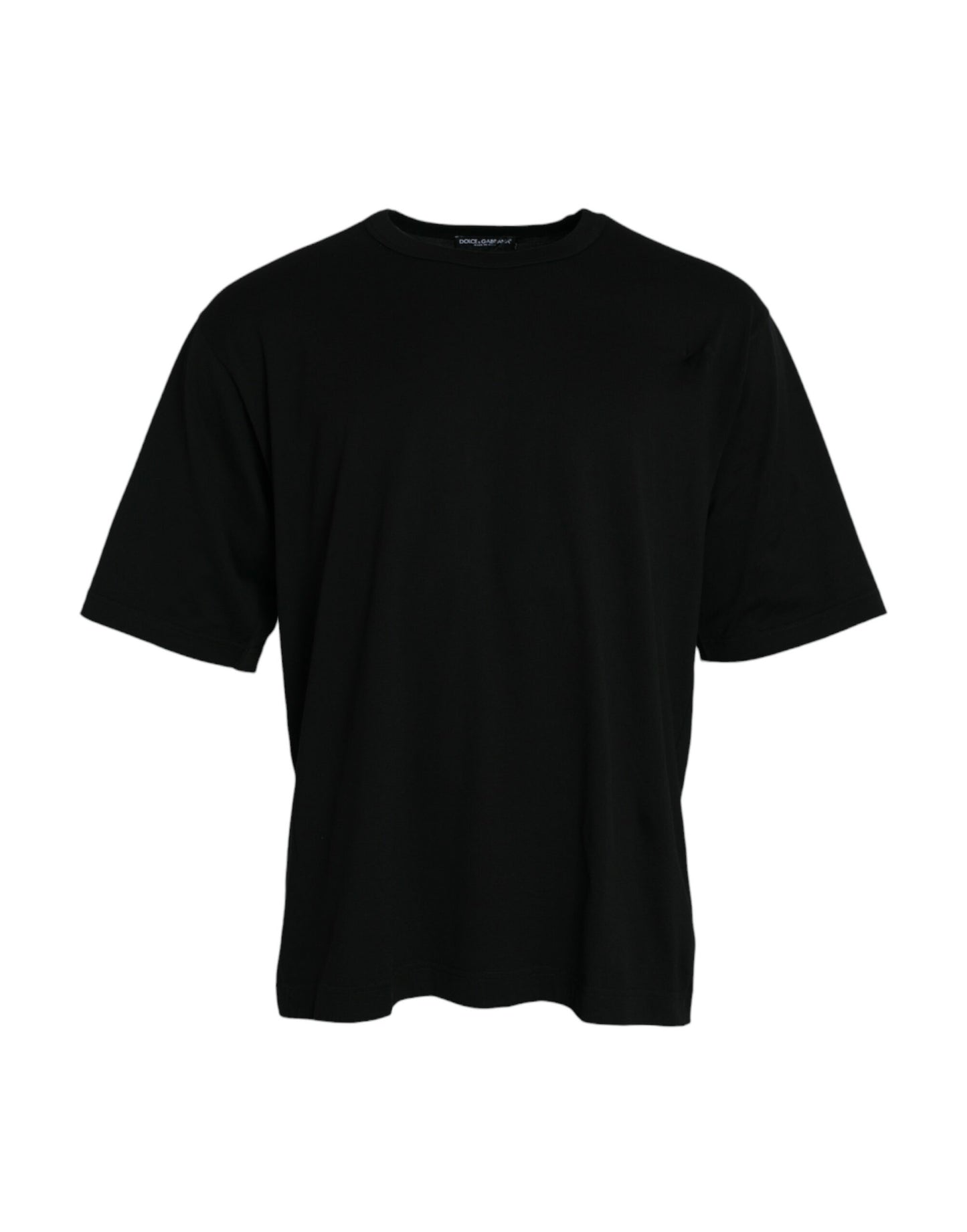 Camiseta de manga corta con cuello redondo y logo negro en relieve