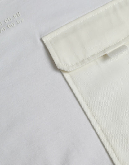 Camiseta blanca de algodón de manga corta con bolsillo