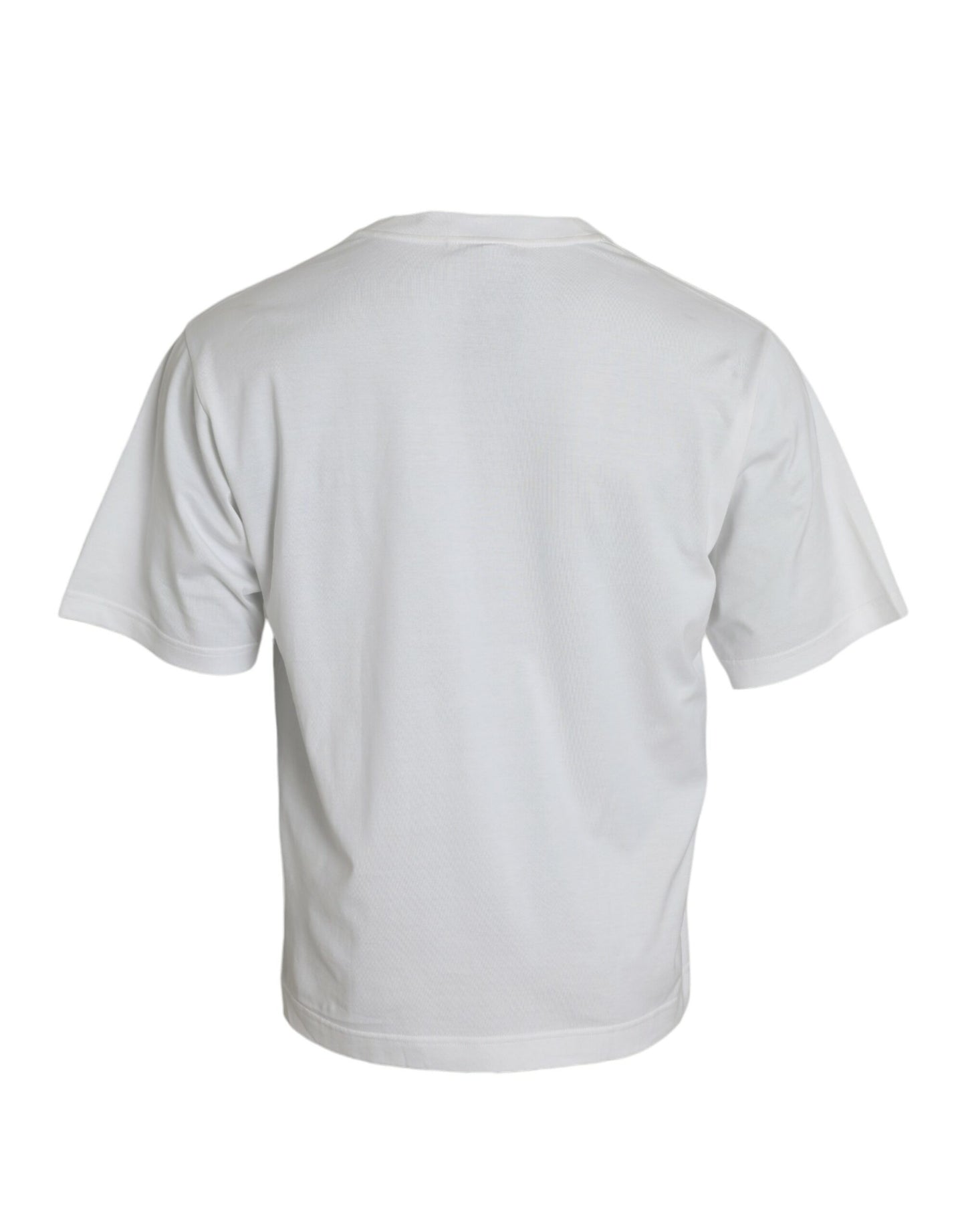 Camiseta blanca de algodón con cuello redondo y adornos