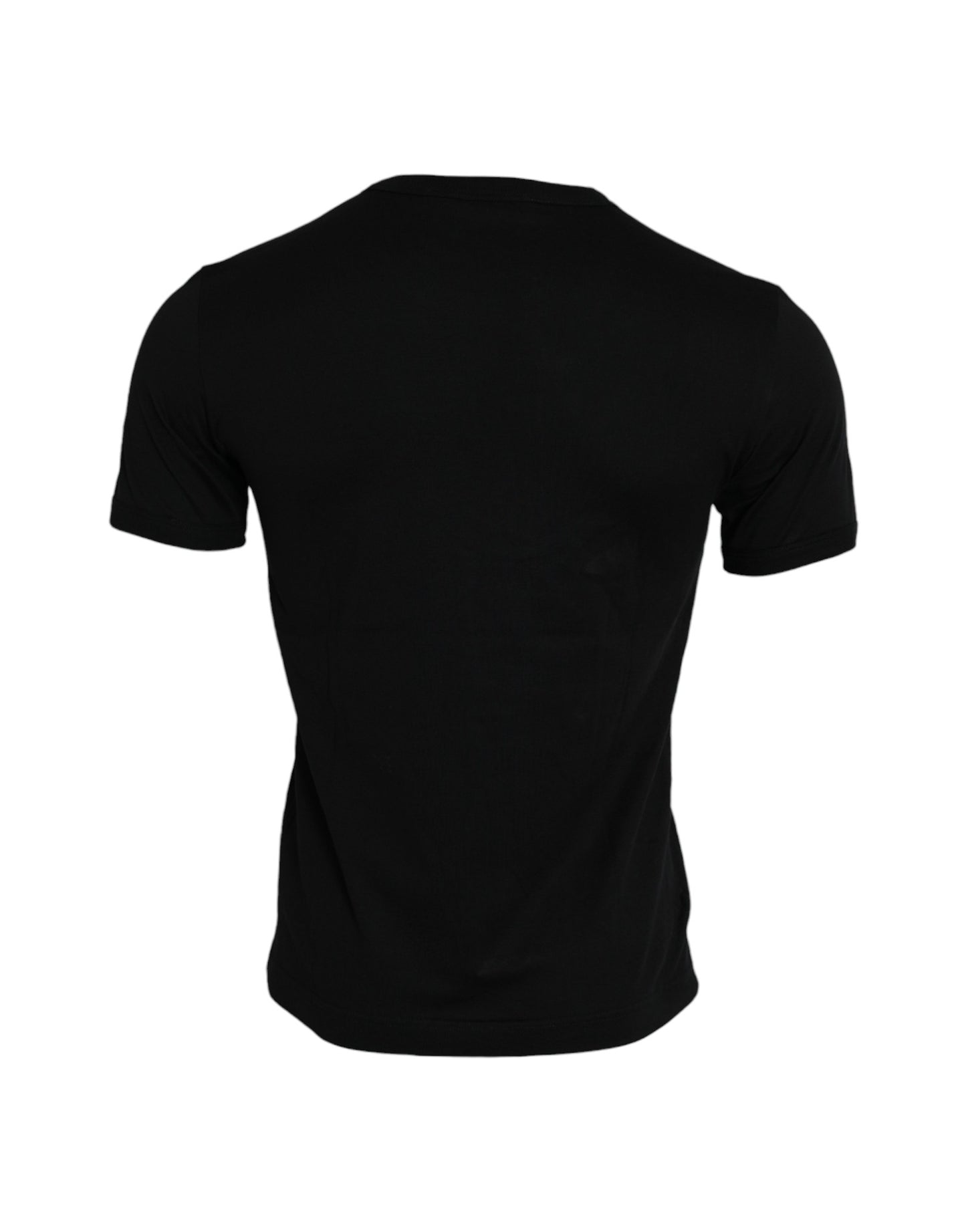 Camiseta negra de algodón con cuello redondo #DGFamily