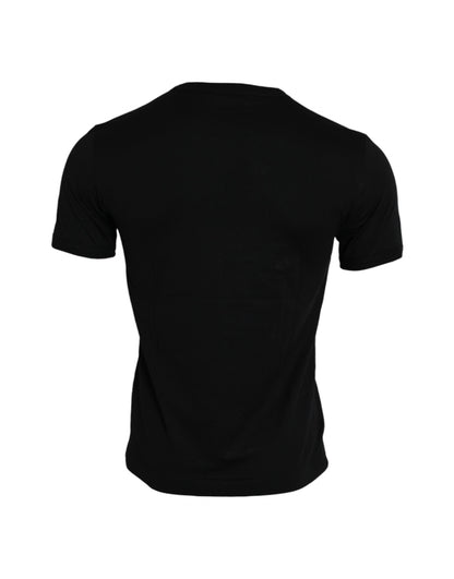 Camiseta negra de algodón con cuello redondo #DGFamily