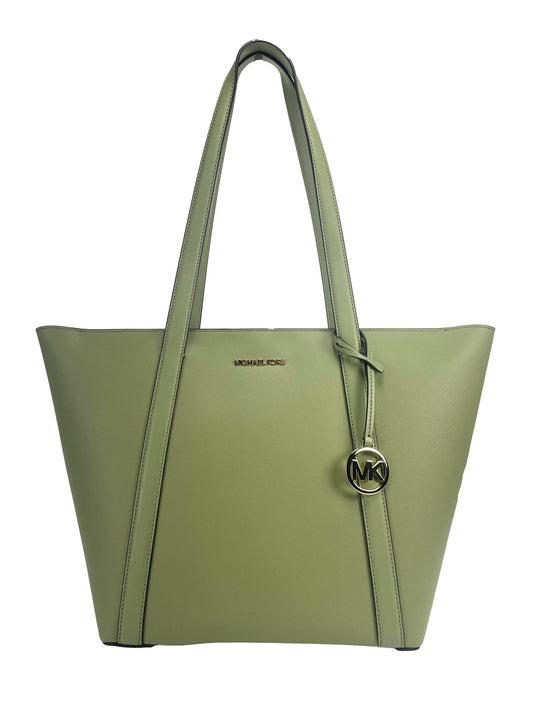 Bolso grande Pratt con cremallera en color verde salvia claro