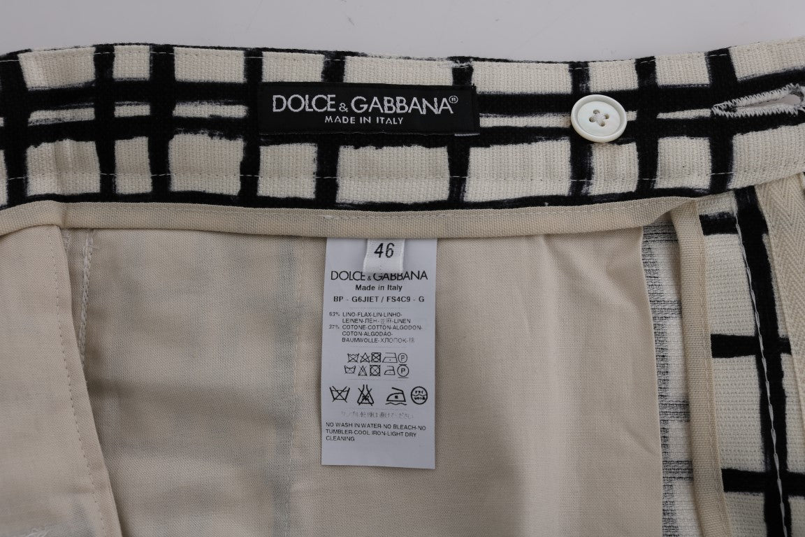 Elegantes pantalones cortos de algodón y lino a rayas