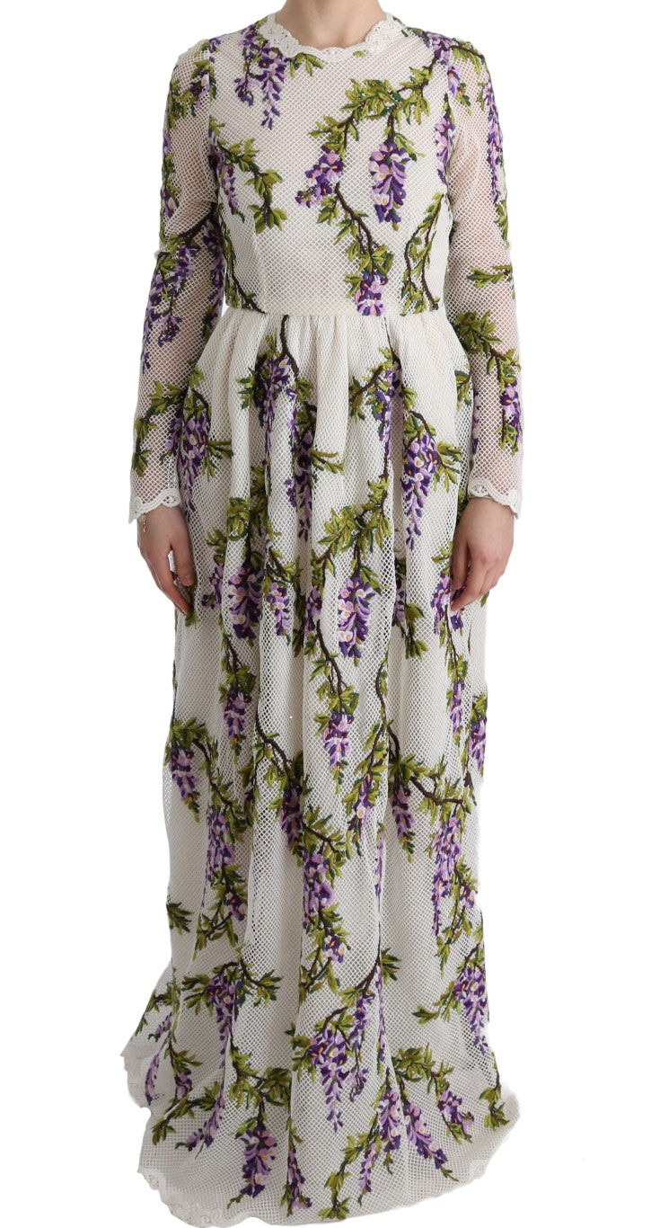 Elegante vestido maxi línea A de manga larga