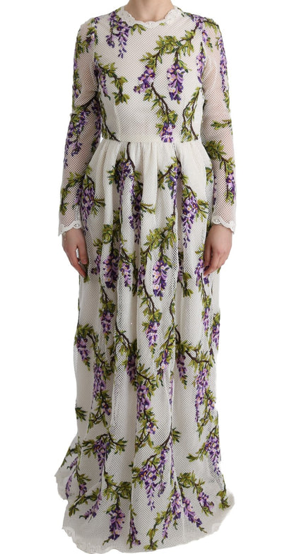 Elegante vestido maxi línea A de manga larga