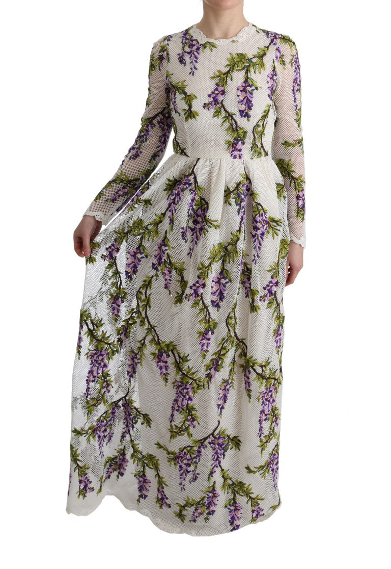 Elegante vestido maxi línea A de manga larga