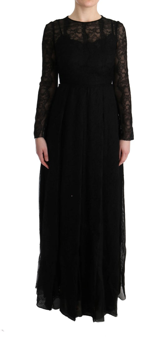 Elegante vestido negro de manga larga