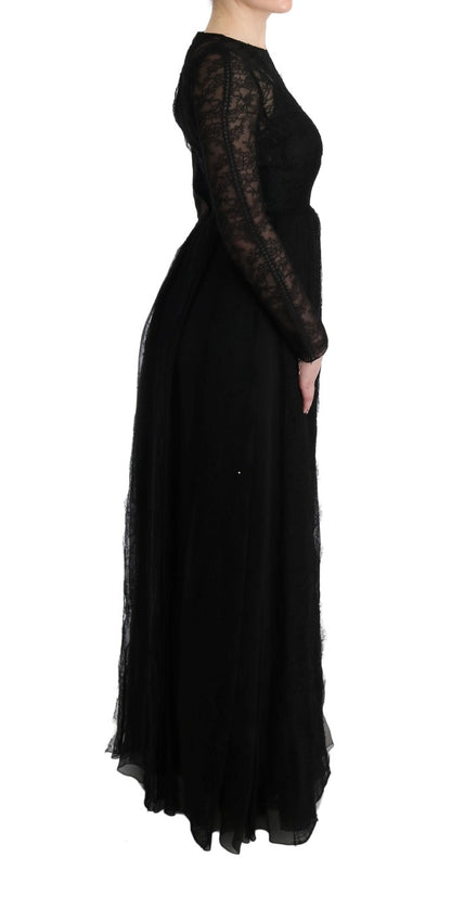 Elegante vestido negro de manga larga