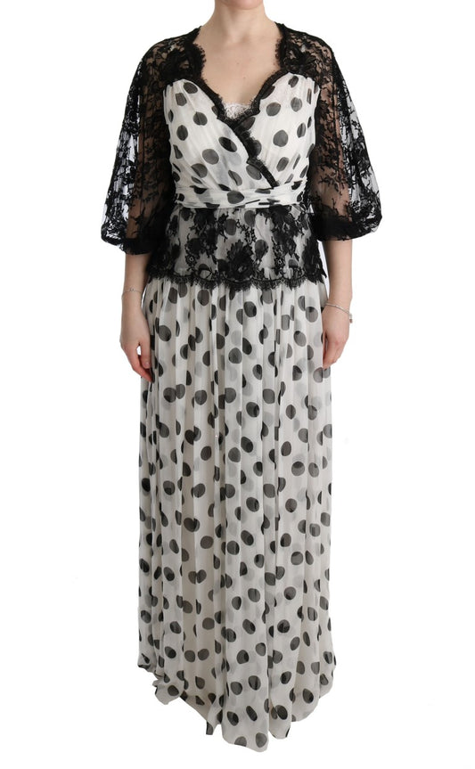 Elegante vestido largo de lunares