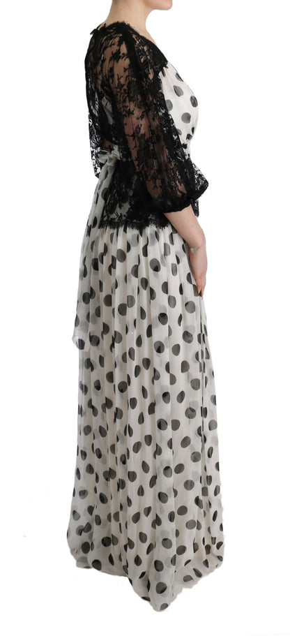 Elegante vestido largo de lunares