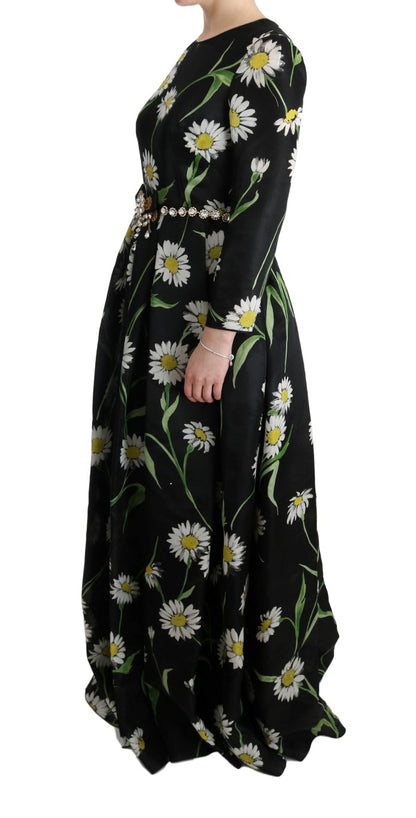 Elegante vestido largo de girasol con cristales