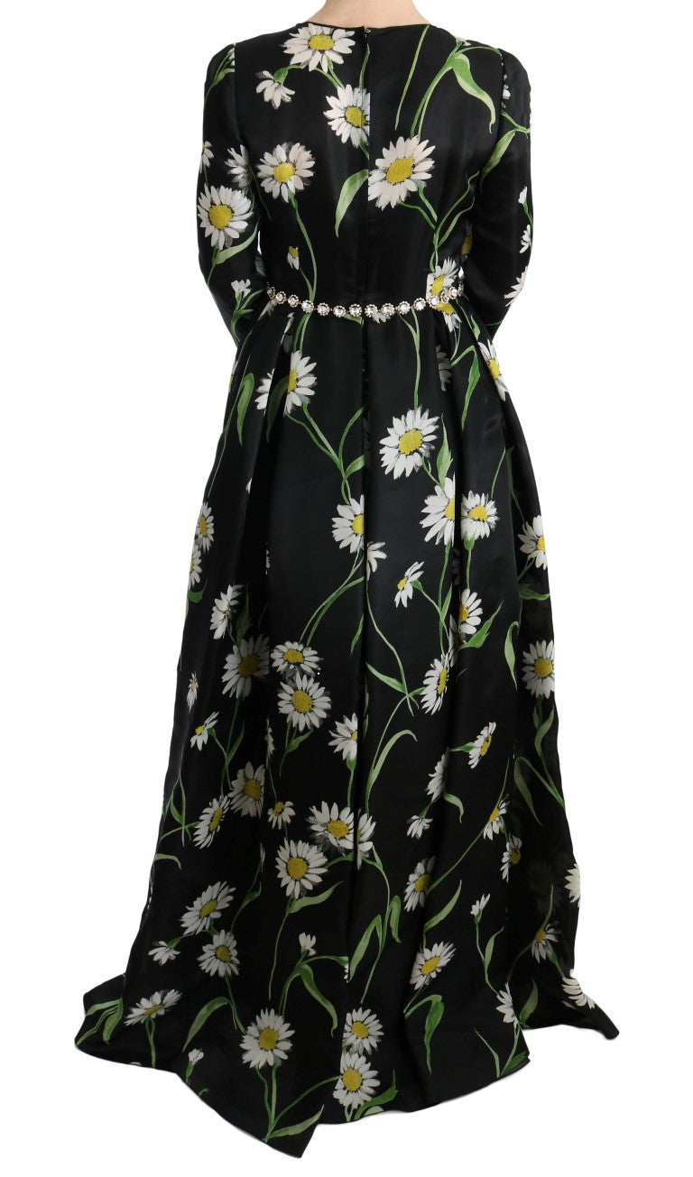 Elegante vestido largo de girasol con cristales