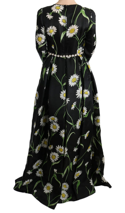 Elegante vestido largo de girasol con cristales