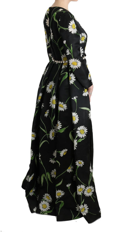 Elegante vestido largo de girasol con cristales