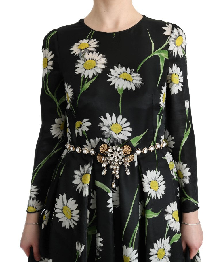Elegante vestido largo de girasol con cristales