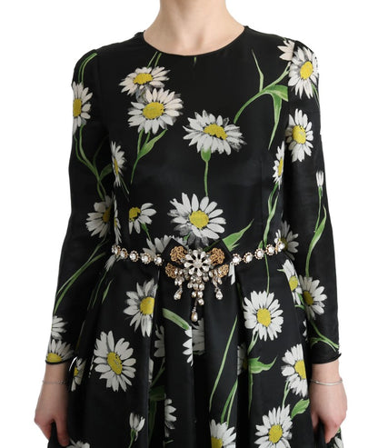 Elegante vestido largo de girasol con cristales