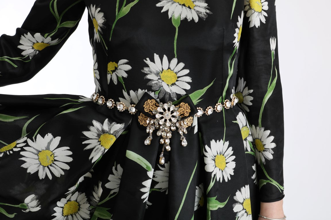 Elegante vestido largo de girasol con cristales