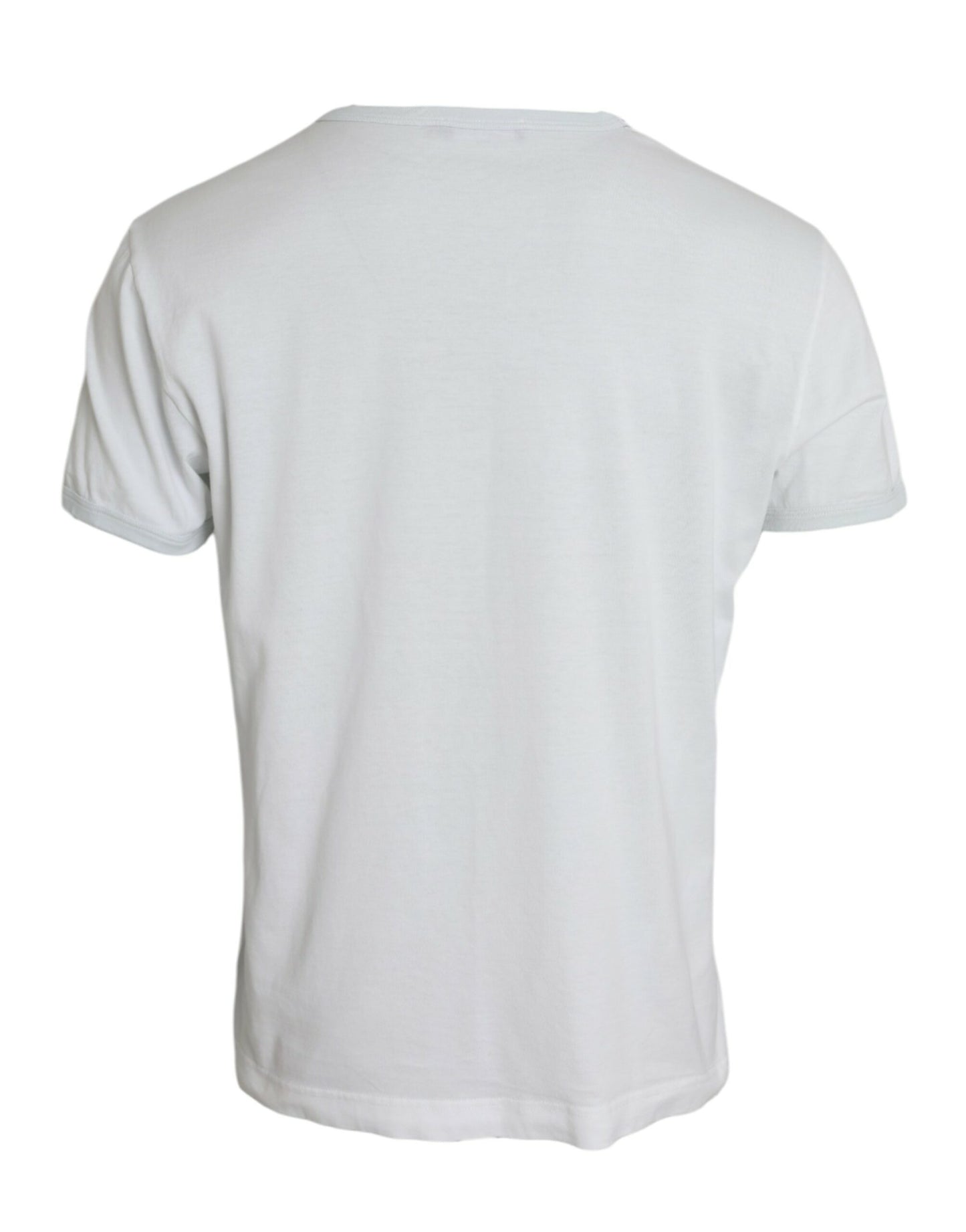 Camiseta blanca de algodón con cuello redondo y manga corta
