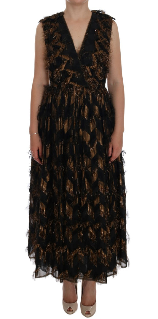 Elegante vestido largo sin mangas con corte en A