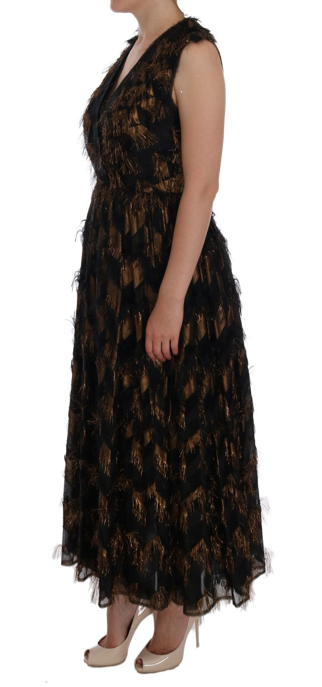 Elegante vestido largo sin mangas con corte en A