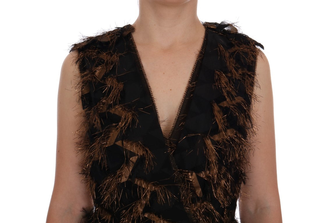 Elegante vestido largo sin mangas con corte en A