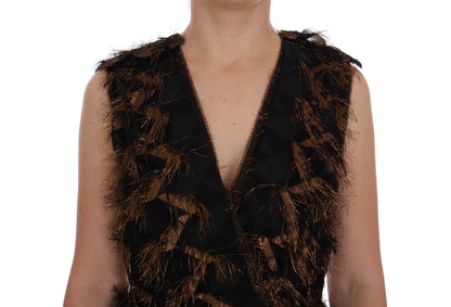 Elegante vestido largo sin mangas con corte en A