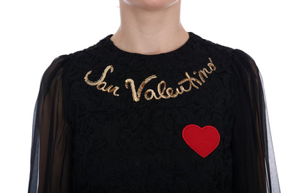 Vestido recto de encaje negro con lentejuelas