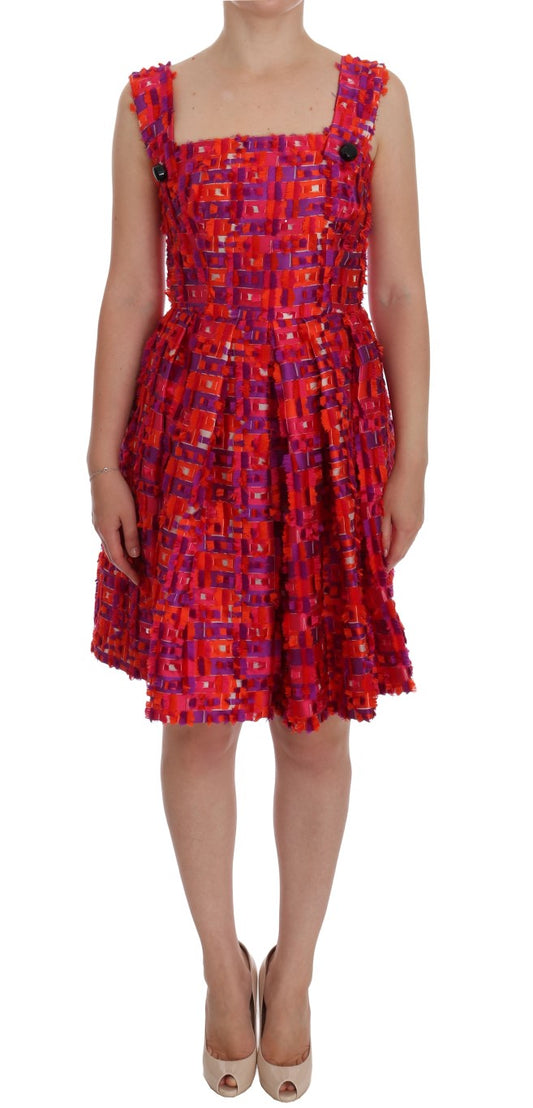 Elegante vestido rosa sin mangas de corte A