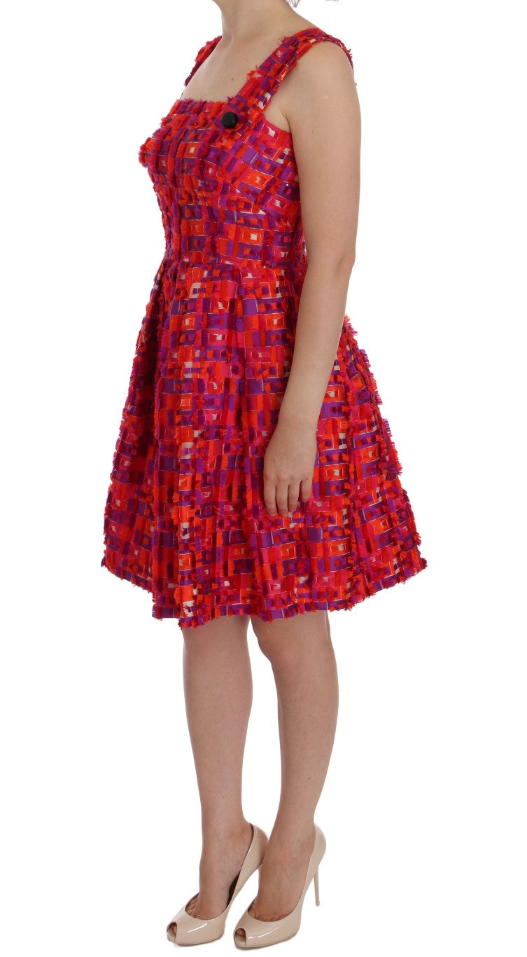 Elegante vestido rosa sin mangas de corte A