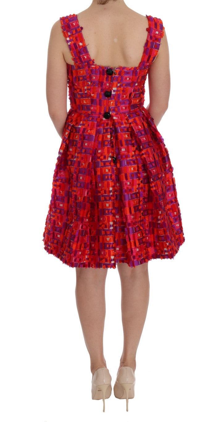 Elegante vestido rosa sin mangas de corte A